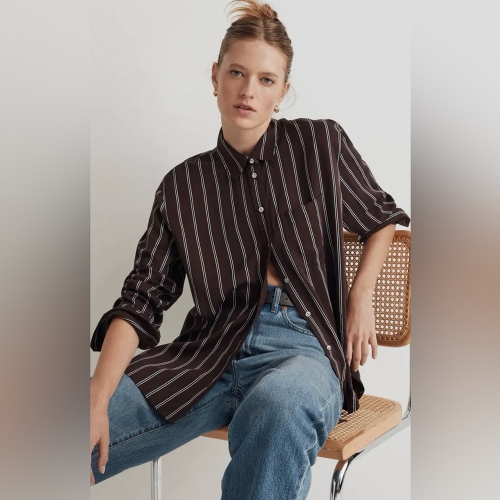 Madewell oversized satin boyshirt XS